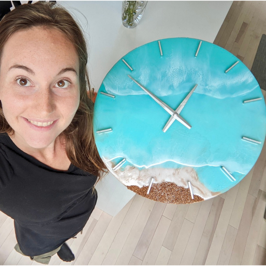 Ocean resin painting art clock