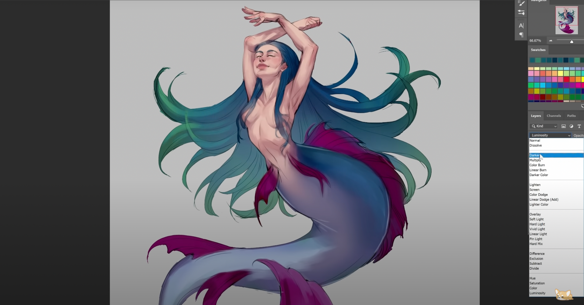 Load video: mermaid digital painting