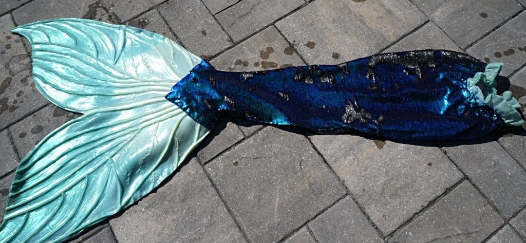 custom blue mermaid tail with sequins