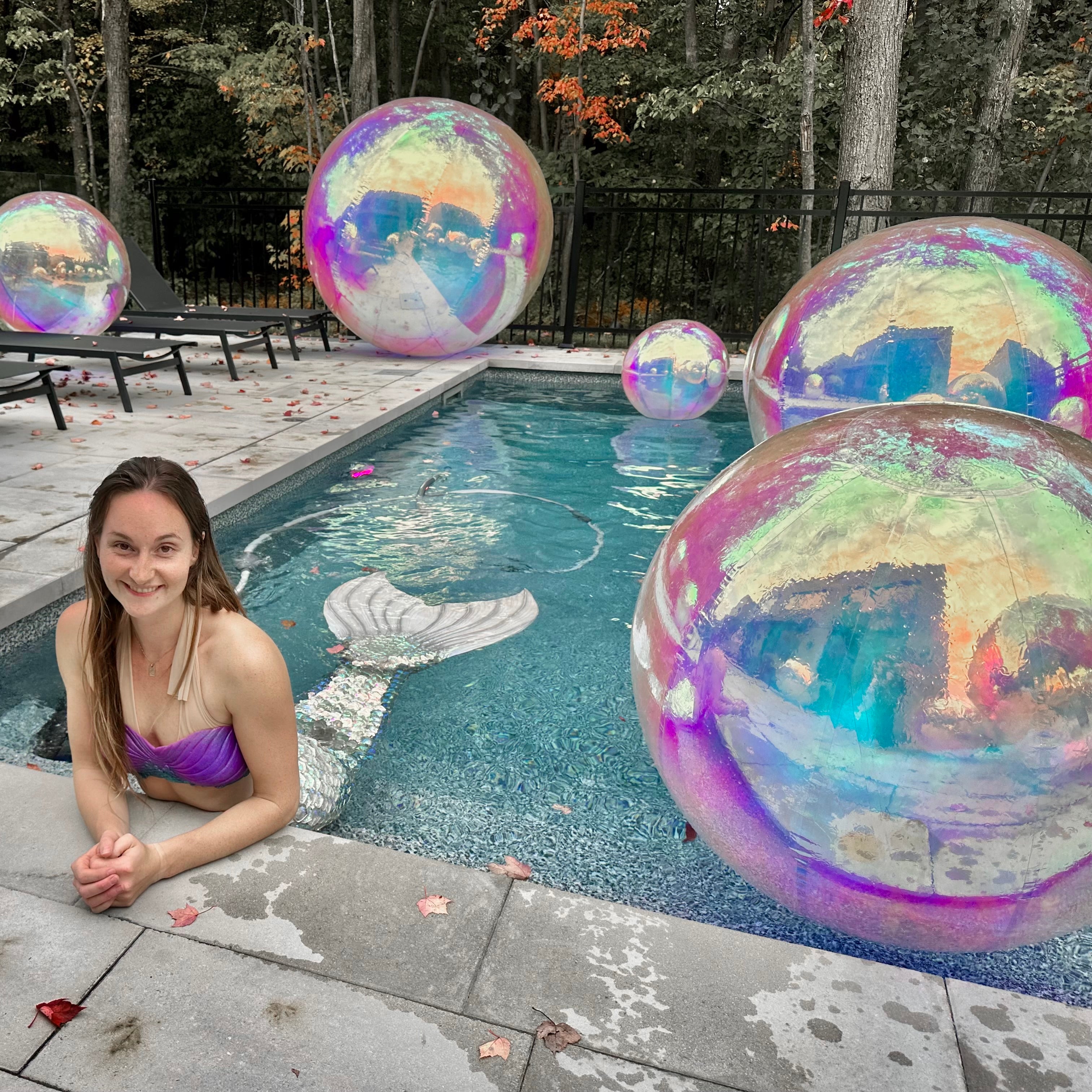 Big Shiny Balls iridescent décor at event