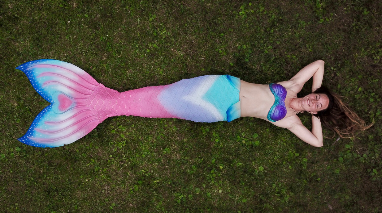 Pink lavender gradient silicone mermaid tail